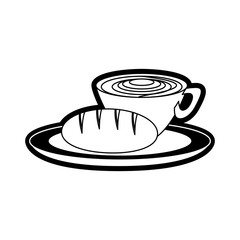 coffee drink with bread icon over white background vector illustration