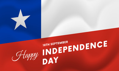 Banner or poster of Chile independence day celebration. Waving flag. Vector illustration.