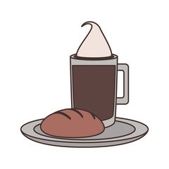 coffee drink with bread icon over white background colorful design vector illustration