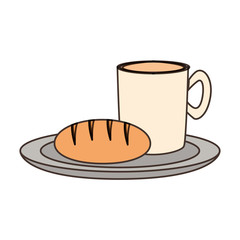 coffee drink with bread icon over white background colorful design vector illustration