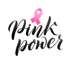 Vector Breast Cancer Awareness Calligraphy Poster Design. Stroke Pink Ribbon. October is Cancer Awareness Month