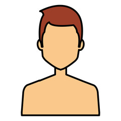 young man shirtless avatar character vector illustration design