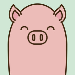 cute pig icon over green background colorful design vector illustration