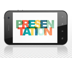 Marketing concept: Smartphone with Presentation on  display