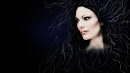 Naklejka premium Woman and Universe