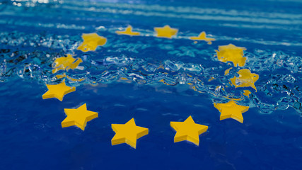 Europäische Union EU Fahne Sterne unter Wasser