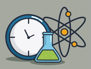 clock and school elements related icons over gray background colorful design  vector illustration