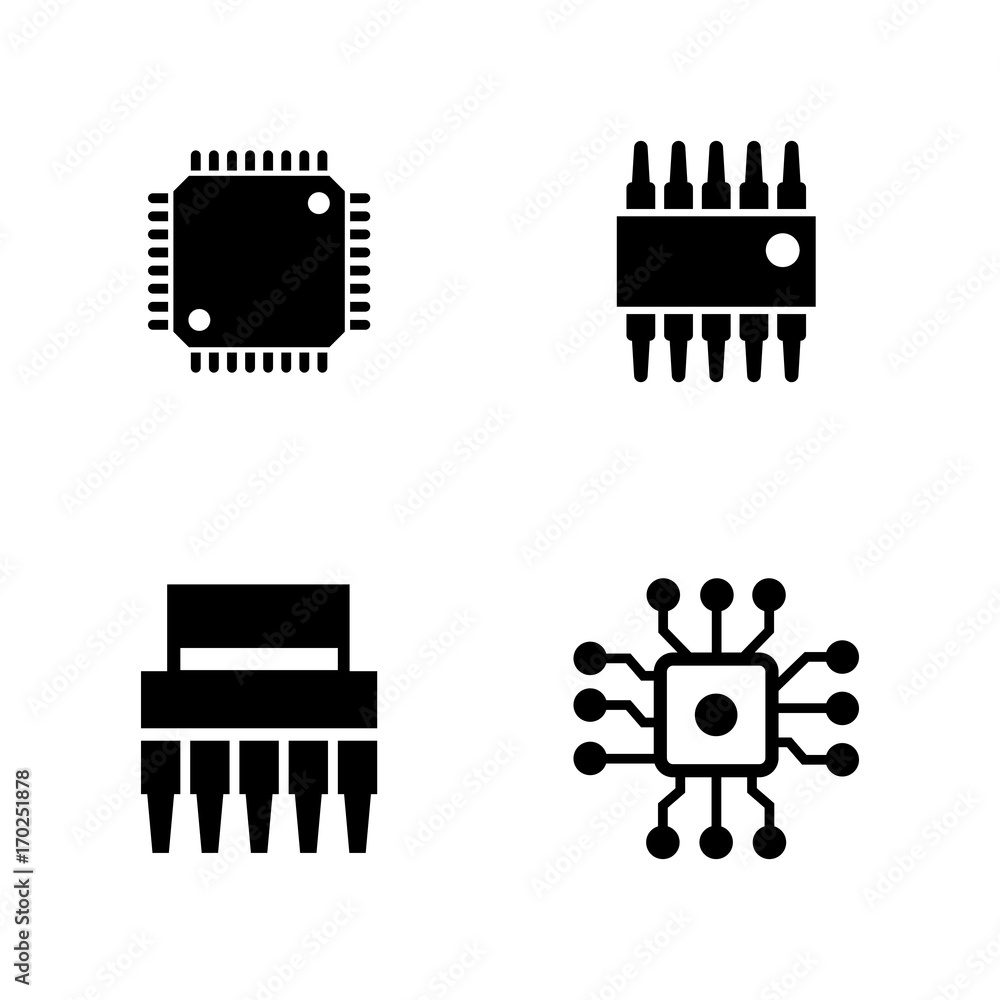 Aufkleber computer chips. simple related vector icons set for video, mobile apps, web sites, print projects an