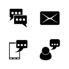 Communication. Simple Related Vector Icons Set for Video, Mobile Apps, Web Sites, Print Projects and Your Design. Black Flat Illustration on White Background.