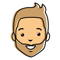 young man head with beard avatar character vector illustration design