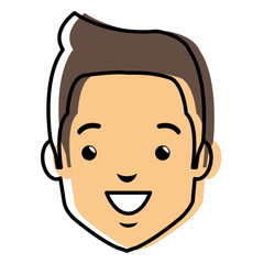 young man head avatar character vector illustration design
