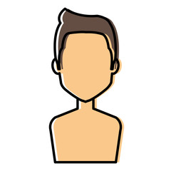 young man shirtless avatar character vector illustration design
