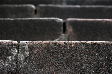 Old granite stair steps, close