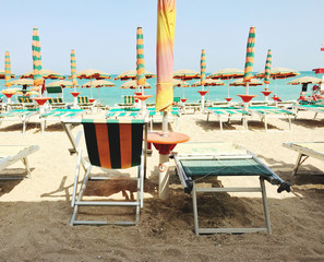 Italian beach with umbrellas