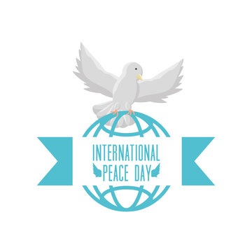 dove and emblem of internation peace day icon over background colorful design vector illustration
