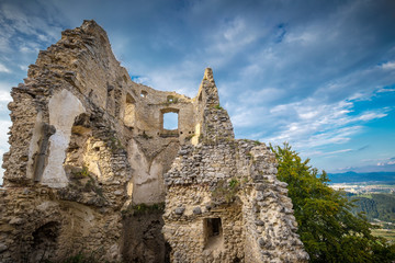 Fototapeta na wymiar The ruins of a medieval castle Lietava nearby Zilina town, Slovakia, Europe.