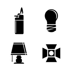 Light Source. Simple Related Vector Icons Set for Video, Mobile Apps, Web Sites, Print Projects and Your Design. Black Flat Illustration on White Background.