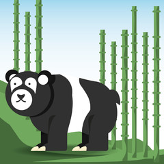 Naklejka premium panda bear icon over bambu forest background colorful design vector illustration