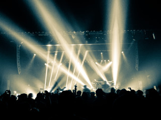 Concert crowd in front of a stage