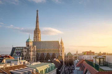 Photo sur Plexiglas Vienne Skyline de Vienne avec la cathédrale Saint-Étienne, Vienne, Autriche