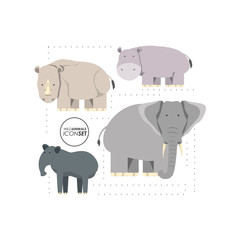 wild animals icon set over white background colorful design vector illustration