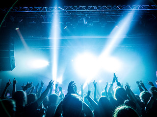 Concert crowd in front of a stage