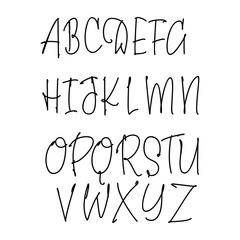 Vector Alphabet. Calligraphic font. Unique Custom Characters. Hand Lettering for Designs - logos, badges, postcards, posters, prints. Modern brush handwriting Typography.
