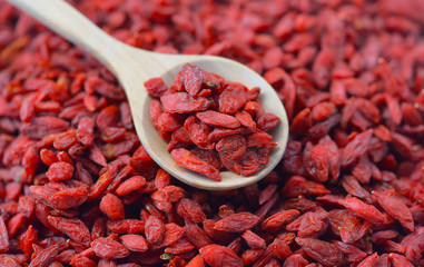 background of Red dried goji berries also called wolfberry with many nutritional properties