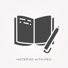 Silhouette icon notepad with pen