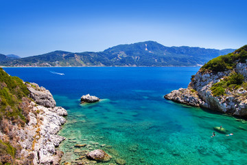 beautiful bay near afionas, porto timoni, corfu island, greece