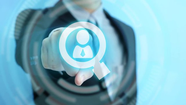 video of business man touch hr icon
