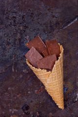 Chocolate in waffle cone