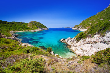 Fototapeta na wymiar beautiful bay near afionas, porto timoni, corfu island, greece