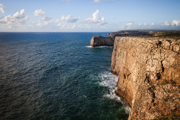 Fototapeta na wymiar Panorama of high rocky cliff of Atlantic ocean