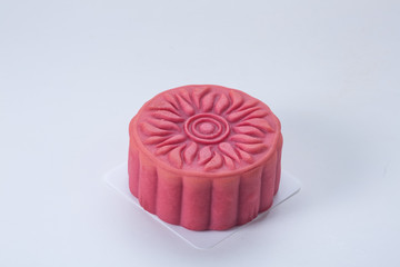 Mid-Autumn Festival moon cake on white background.