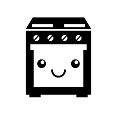 cartoon cute stove oven appliance kawaii vector illustration