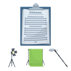 Hromakey, script and other equipment. Making movies set collection icons in cartoon style vector symbol stock illustration web. © pandavector