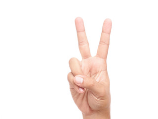 hand showing peace sign or victory sign - Powered by Adobe
