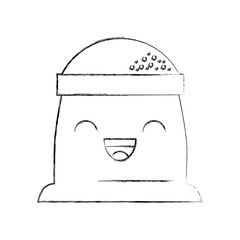 cartoon sack flour bakery kawaii vector illustration