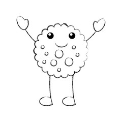 cartoon funny cookie chocolate chip kawaii vector illustration