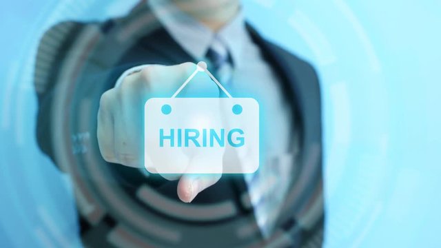 video of business man touch hiring icon