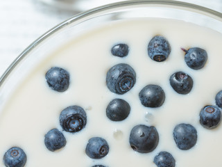Yogurt with blueberries .