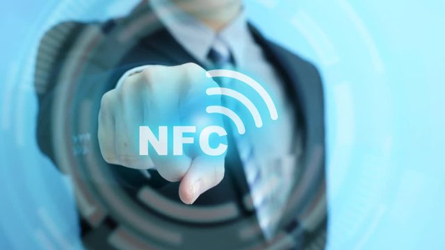 video of business man touch nfc icon