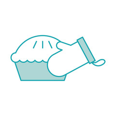 cake party and potholders baking kitchen vector illustration