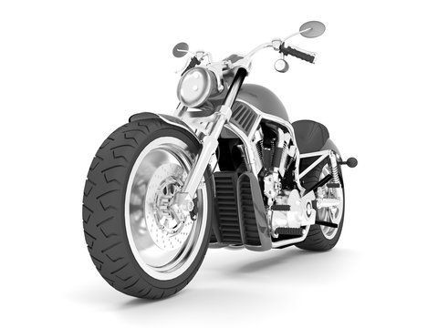 3d illustration classic black gray motorcycle on a white background.