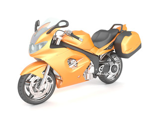 3d rendering orange black motorcycle isolated on a white background.