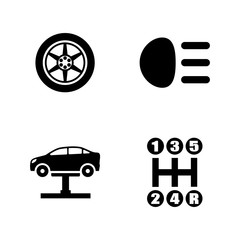 Auto Parts. Simple Related Vector Icons Set for Video, Mobile Apps, Web Sites, Print Projects and Your Design. Black Flat Illustration on White Background.