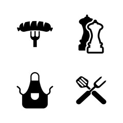 Grilling. Simple Related Vector Icons Set for Video, Mobile Apps, Web Sites, Print Projects and Your Design. Black Flat Illustration on White Background.