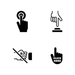 Click the Button. Simple Related Vector Icons Set for Video, Mobile Apps, Web Sites, Print Projects and Your Design. Black Flat Illustration on White Background.
