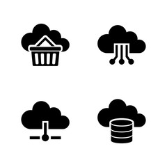 Cloud Storage. Simple Related Vector Icons Set for Video, Mobile Apps, Web Sites, Print Projects and Your Design. Black Flat Illustration on White Background.